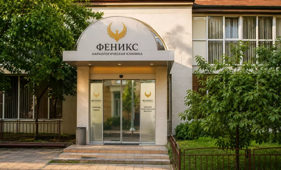 Вход в наркологическую клинику «Феникс» в Корсакове